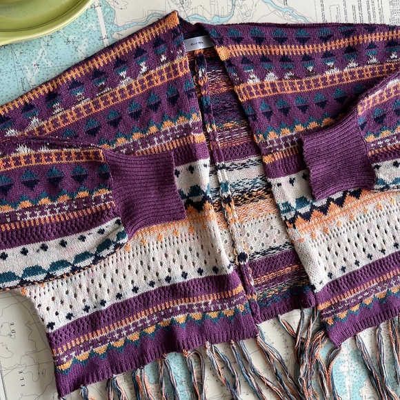 Knit Mix Cropped Cardigan with Tassels - Picture 2 of 6